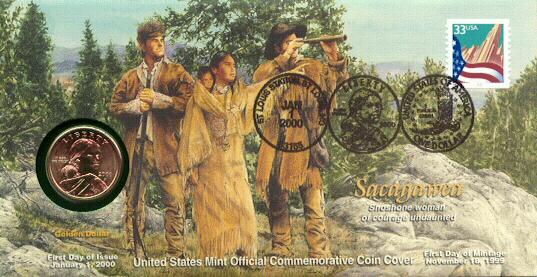 Sacagawea Dollar First Day of Issue Commemorative Coin Cover