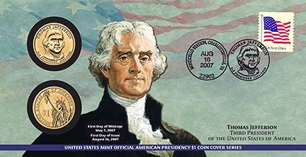 2007 Thomas Jefferson $1 Coin Cover (P23)